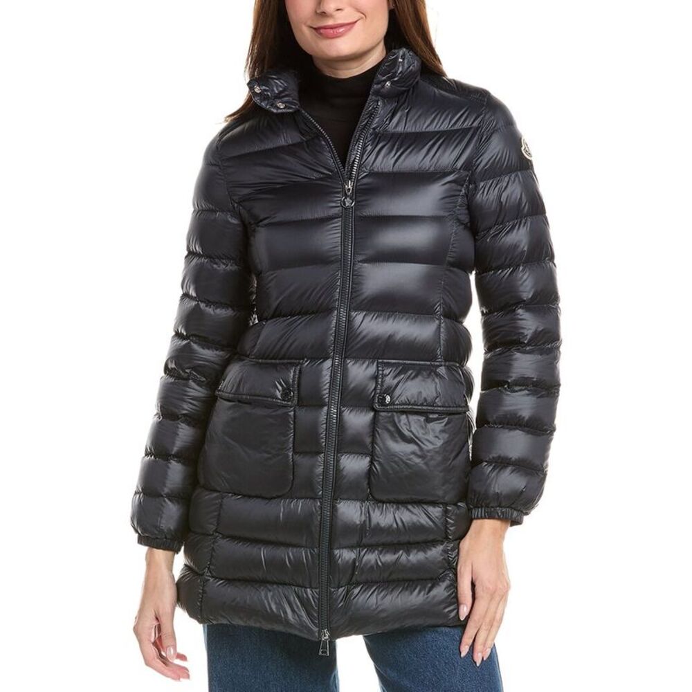 Moncler Womens  Genet Long Coat, Blue